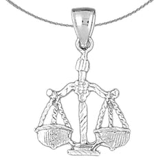 Anhänger mit Sternzeichen Waage aus Sterlingsilber (rhodiniert oder gelbvergoldet)