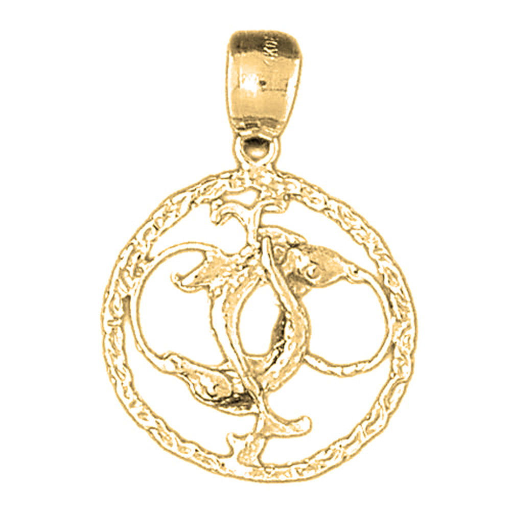Yellow Gold-plated Silver Pisces Zodiac Sign Pendant