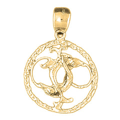 Yellow Gold-plated Silver Pisces Zodiac Sign Pendant