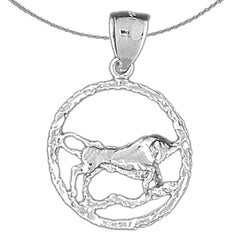 Sterling Silver Taurus Zodiac Sign Pendant (Rhodium or Yellow Gold-plated)