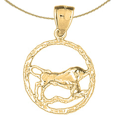 Sterling Silver Taurus Zodiac Sign Pendant (Rhodium or Yellow Gold-plated)