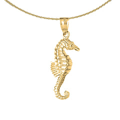 Seepferdchen-Anhänger aus Sterlingsilber (rhodiniert oder gelbgoldbeschichtet)