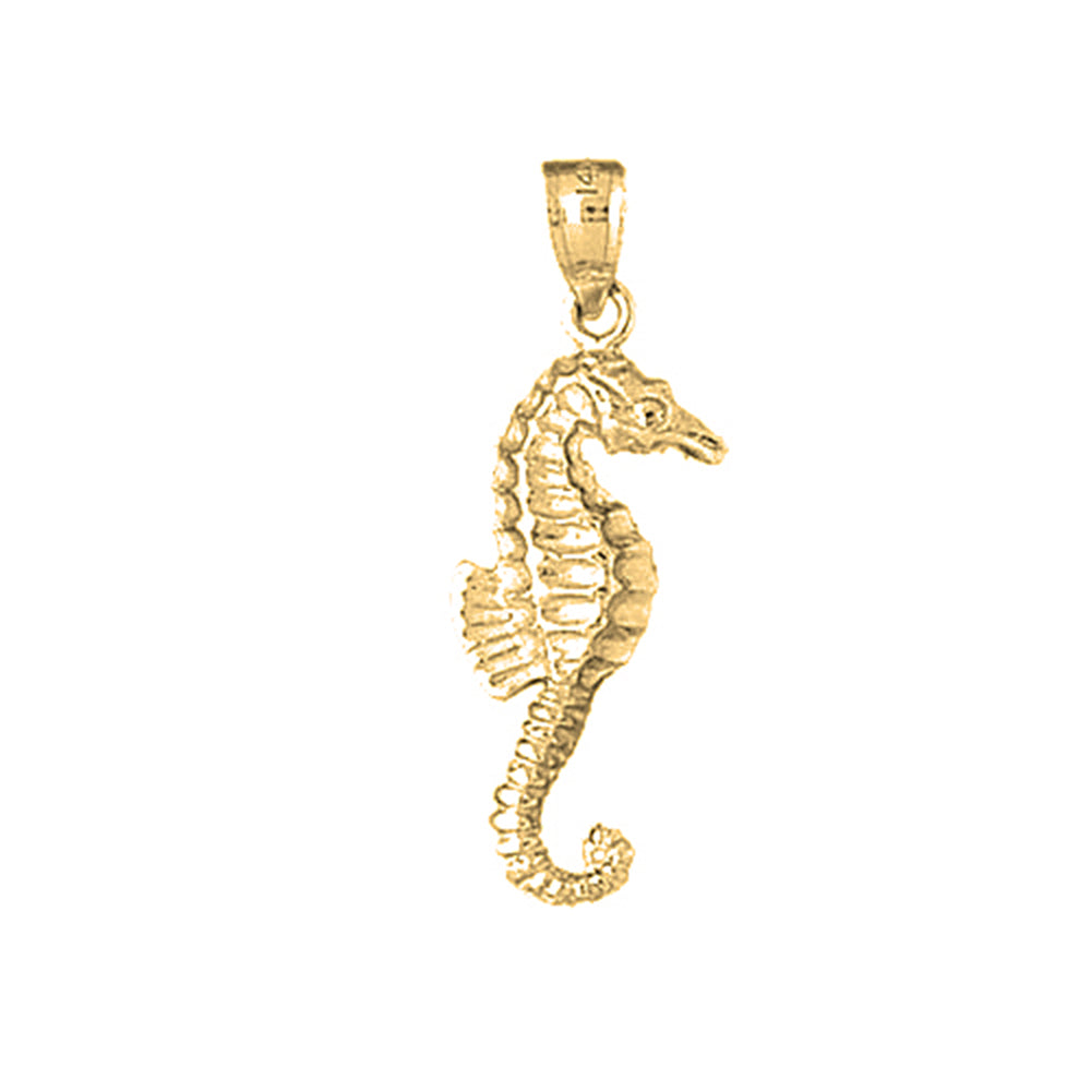 Yellow Gold-plated Silver Seahorse Pendant