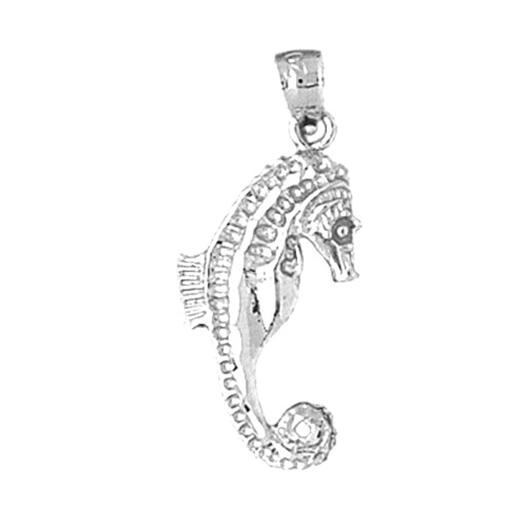 Sterling Silver Seahorse 3D Pendant