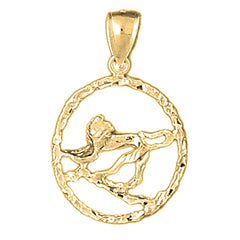 Yellow Gold-plated Silver Leo Zodiac Sign Pendant
