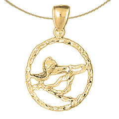 Sterling Silver Leo Zodiac Sign Pendant (Rhodium or Yellow Gold-plated)