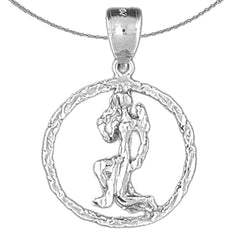 Sterling Silver Virgo Zodiac Sign Pendant (Rhodium or Yellow Gold-plated)