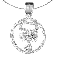 Sterling Silver Scorpio Zodiac Sign Pendant (Rhodium or Yellow Gold-plated)