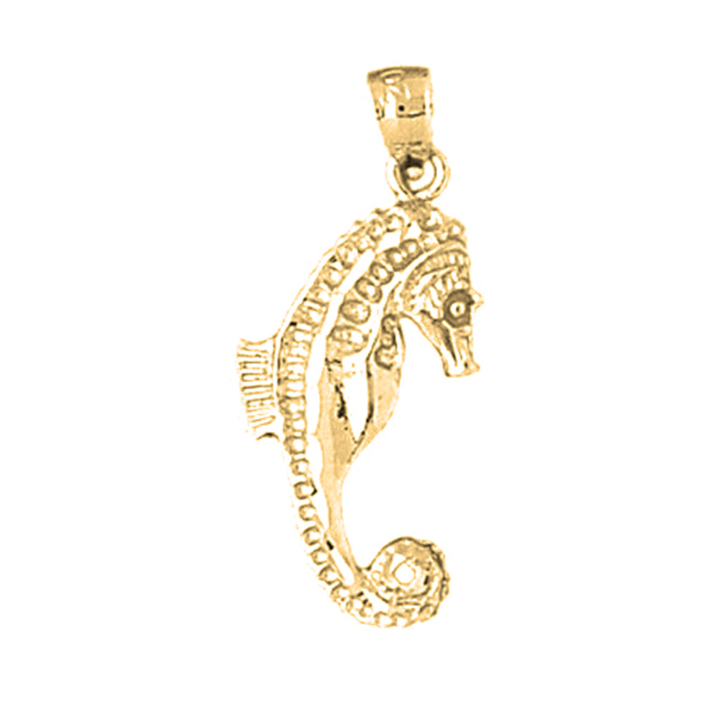 Yellow Gold-plated Silver Seahorse 3D Pendant