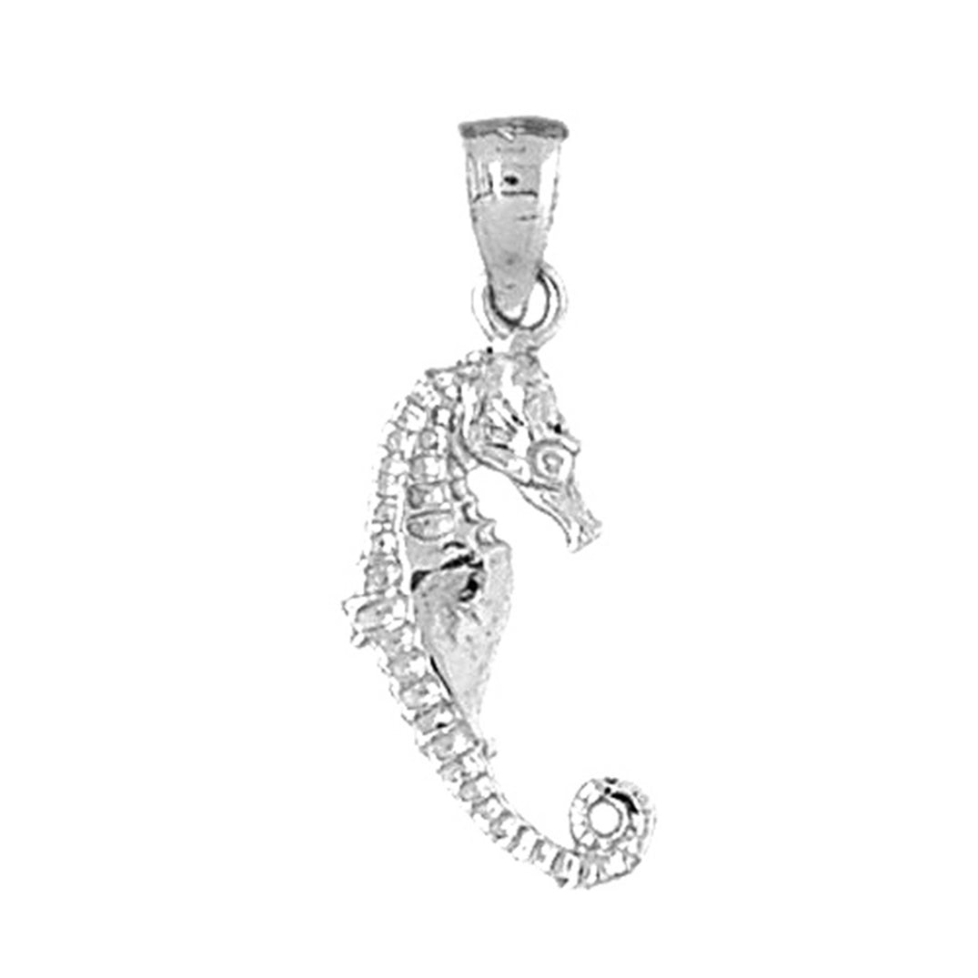 Sterling Silver Seahorse 3D Pendant
