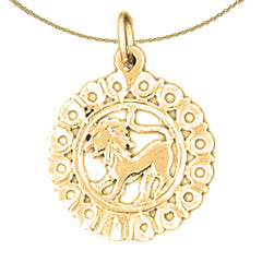 Sterling Silver Leo Zodiac Sign Pendant (Rhodium or Yellow Gold-plated)