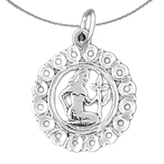 Sterling Silver Virgo Zodiac Sign Pendant (Rhodium or Yellow Gold-plated)