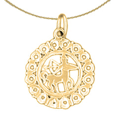 Sterling Silver Sagittarius Zodiac Sign Pendant (Rhodium or Yellow Gold-plated)