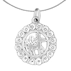 Sterling Silver Sagittarius Zodiac Sign Pendant (Rhodium or Yellow Gold-plated)