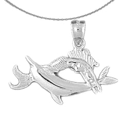 Sterling Silver Pisces Zodiac Sign Pendant (Rhodium or Yellow Gold-plated)