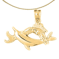 Sterling Silver Pisces Zodiac Sign Pendant (Rhodium or Yellow Gold-plated)