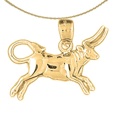 Sterling Silver Taurus Zodiac Sign Pendant (Rhodium or Yellow Gold-plated)