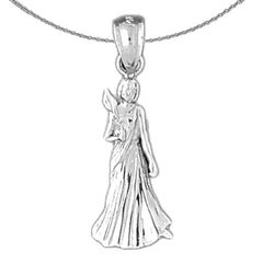 Sterling Silver Virgo Zodiac Sign Pendant (Rhodium or Yellow Gold-plated)