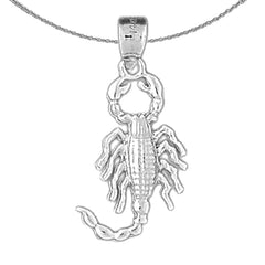 Sterling Silver Scorpio Zodiac Sign Pendant (Rhodium or Yellow Gold-plated)