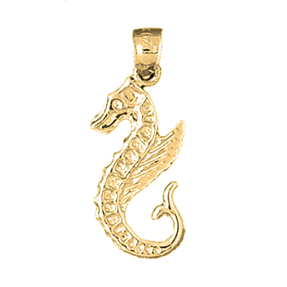Yellow Gold-plated Silver Seahorse Pendant