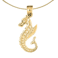 Sterling Silver Seahorse Pendant (Rhodium or Yellow Gold-plated)