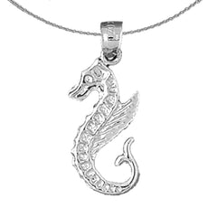 Sterling Silver Seahorse Pendant (Rhodium or Yellow Gold-plated)