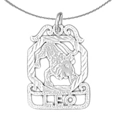Sterling Silver Leo Zodiac Sign Pendant (Rhodium or Yellow Gold-plated)