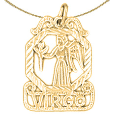 Sterling Silver Virgo Zodiac Sign Pendant (Rhodium or Yellow Gold-plated)