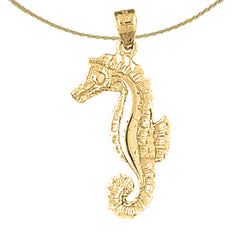 Colgante de caballito de mar de plata de ley (bañado en rodio o oro amarillo)