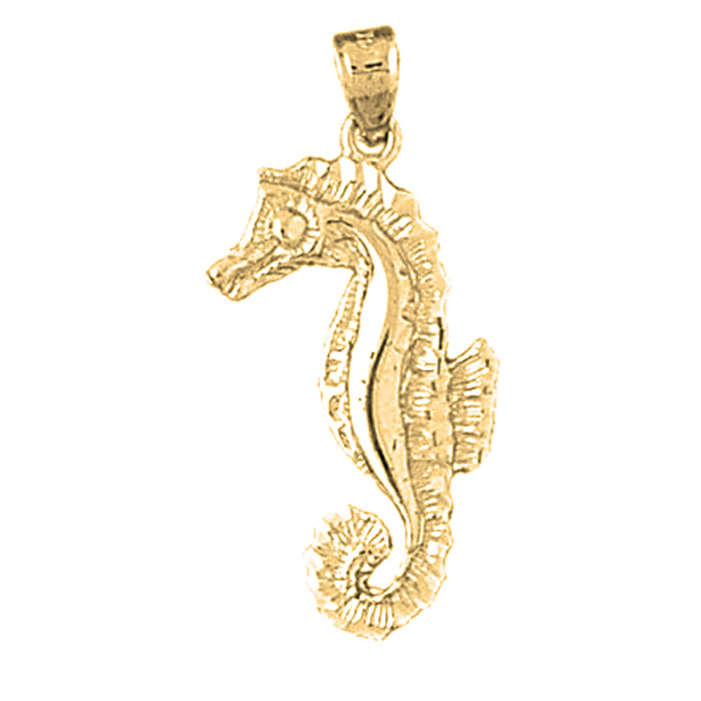 Yellow Gold-plated Silver Seahorse Pendant