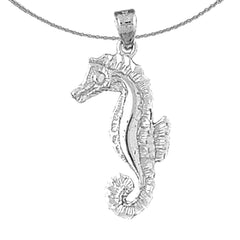 Colgante de caballito de mar de plata de ley (bañado en rodio o oro amarillo)