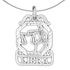 Sterling Silver Libra Zodiac Sign Pendant (Rhodium or Yellow Gold-plated)