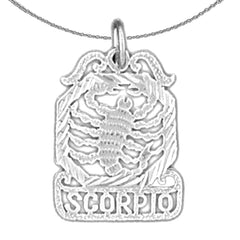 Sterling Silver Scorpio Zodiac Sign Pendant (Rhodium or Yellow Gold-plated)