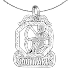Sterling Silver Sagittarius Zodiac Sign Pendant (Rhodium or Yellow Gold-plated)