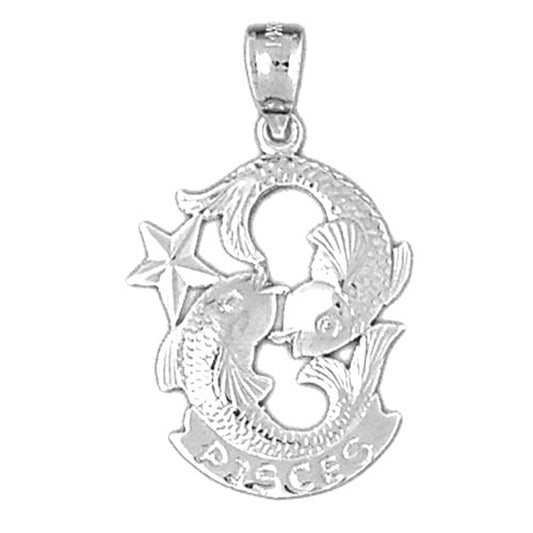 Sterling Silver Pisces Zodiac Sign Pendant