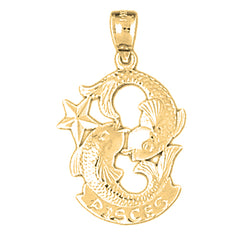 Yellow Gold-plated Silver Pisces Zodiac Sign Pendant