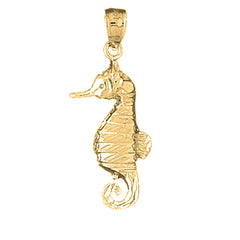 Yellow Gold-plated Silver Seahorse Pendant