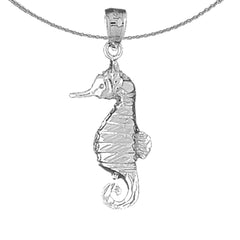 Colgante de caballito de mar de plata de ley (bañado en rodio o oro amarillo)