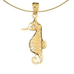 Colgante de caballito de mar de plata de ley (bañado en rodio o oro amarillo)