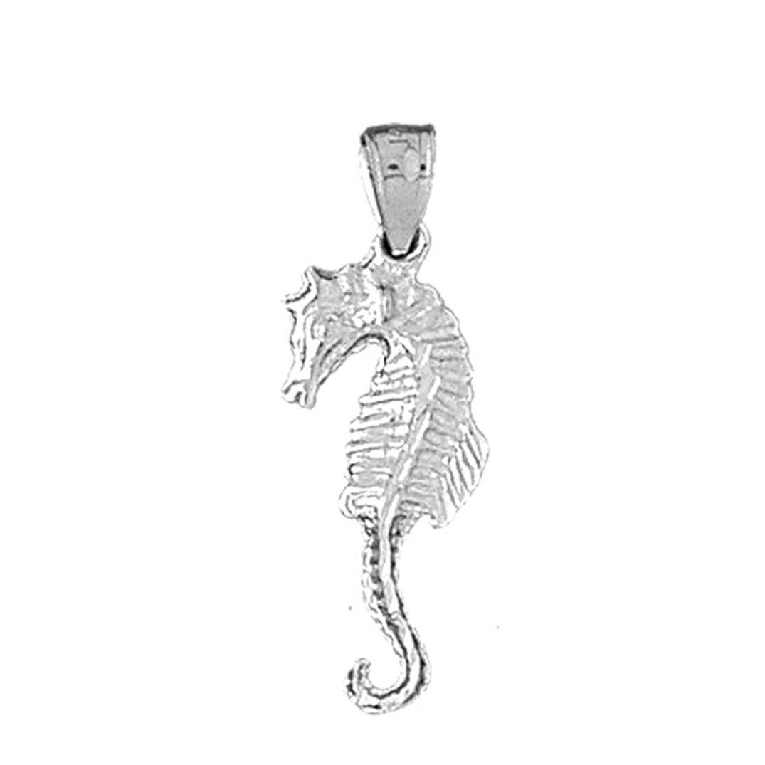 Sterling Silver Seahorse 3D Pendant