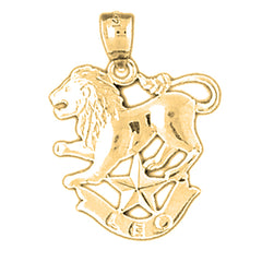 Yellow Gold-plated Silver Leo Zodiac Sign Pendant