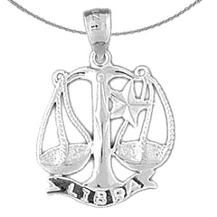 Sterling Silver Libra Zodiac Sign Pendant (Rhodium or Yellow Gold-plated)