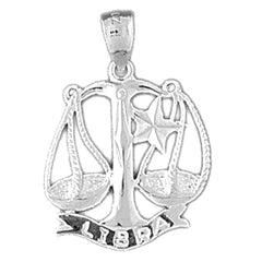 Sterling Silver Libra Zodiac Sign Pendant