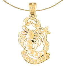 Sterling Silver Scorpio Zodiac Sign Pendant (Rhodium or Yellow Gold-plated)