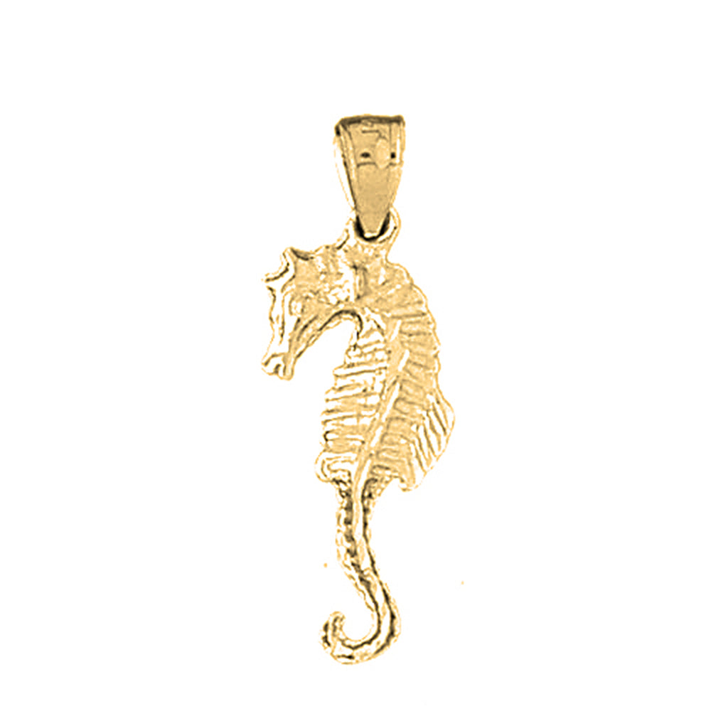 Yellow Gold-plated Silver Seahorse 3D Pendant