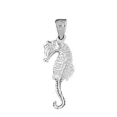 Sterling Silver Seahorse 3D Pendant