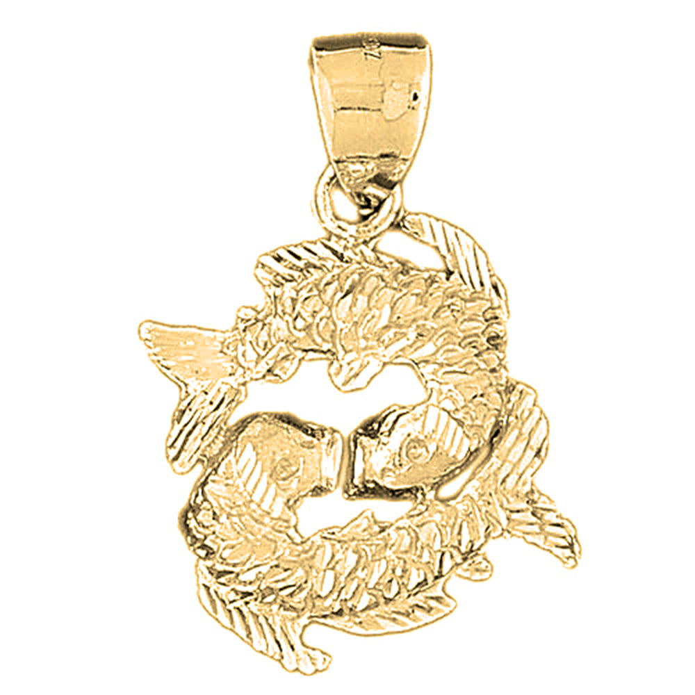 Yellow Gold-plated Silver Pisces Zodiac Sign Pendant