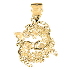 Yellow Gold-plated Silver Pisces Zodiac Sign Pendant