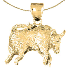 Sterling Silver Taurus Zodiac Sign Pendant (Rhodium or Yellow Gold-plated)