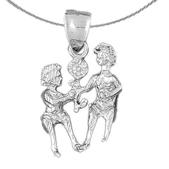 Anhänger mit Sternzeichen Zwilling aus Sterlingsilber (rhodiniert oder gelbvergoldet)